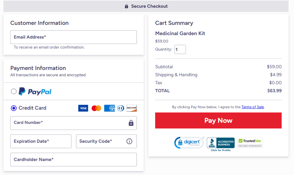 Medicinal Garden Kit Checkout Discount